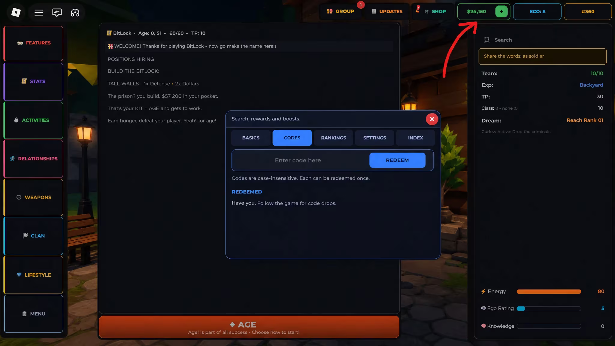 bitlock how to redeem codes