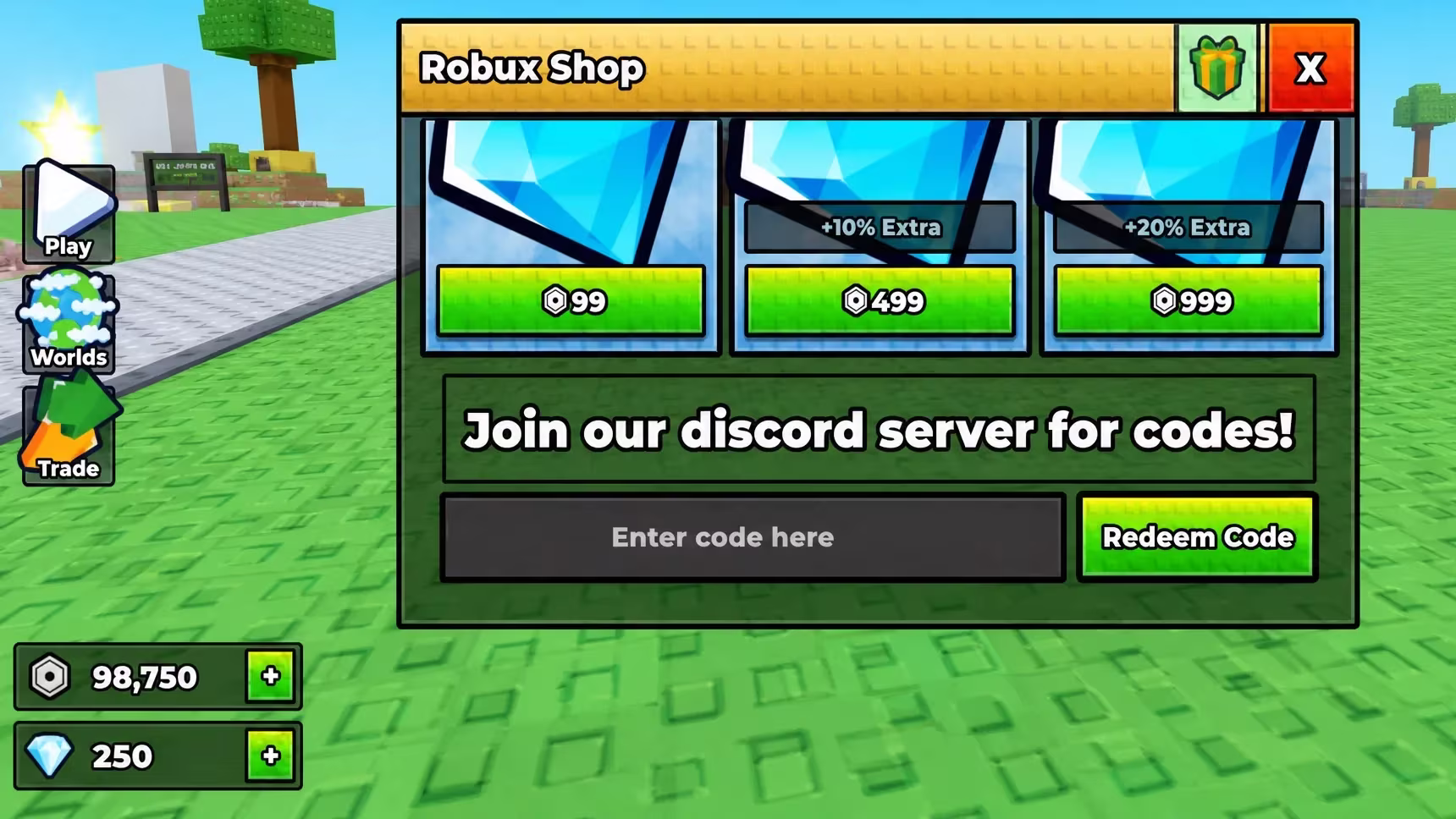 Build an ASMR Tower codes: a redemption screen in front of someone stood on grass