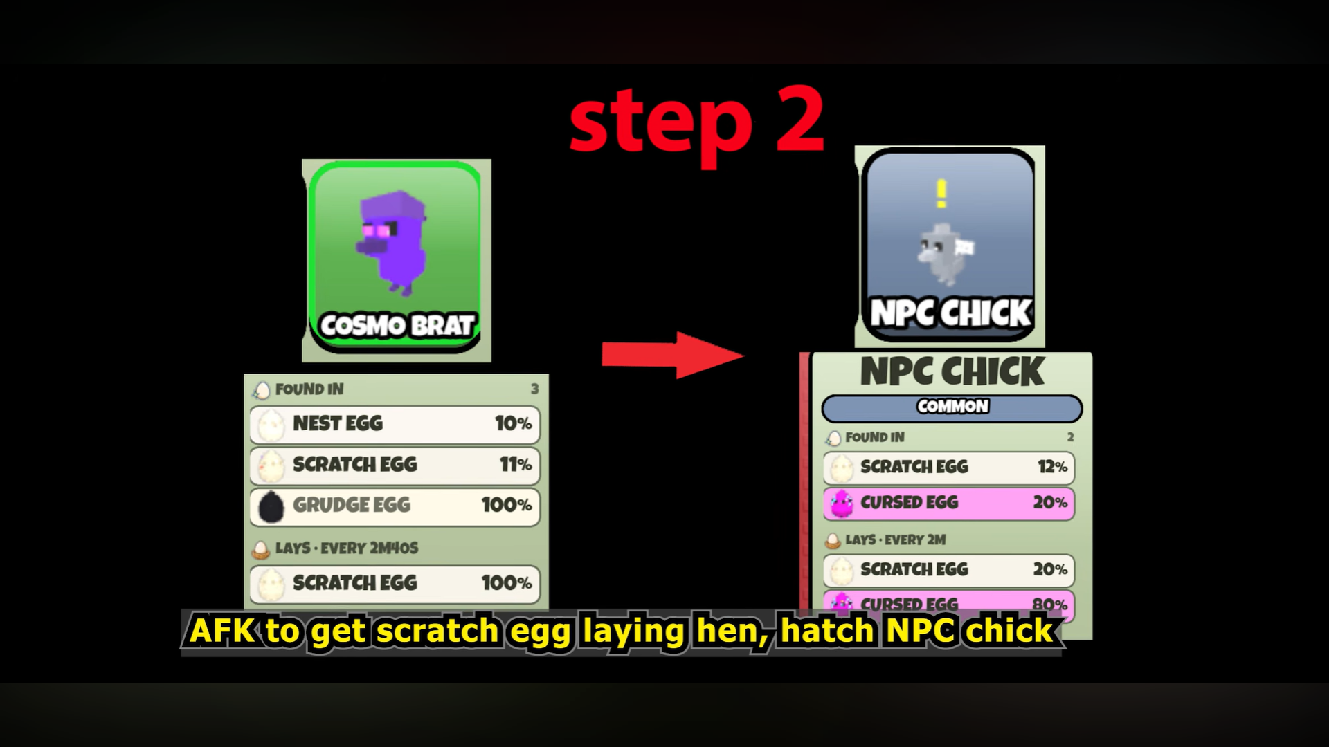Farm Scratch Eggs with Cosmo Brat in Grow a Chicken Fighter Roblox / YouTube - OverGrid