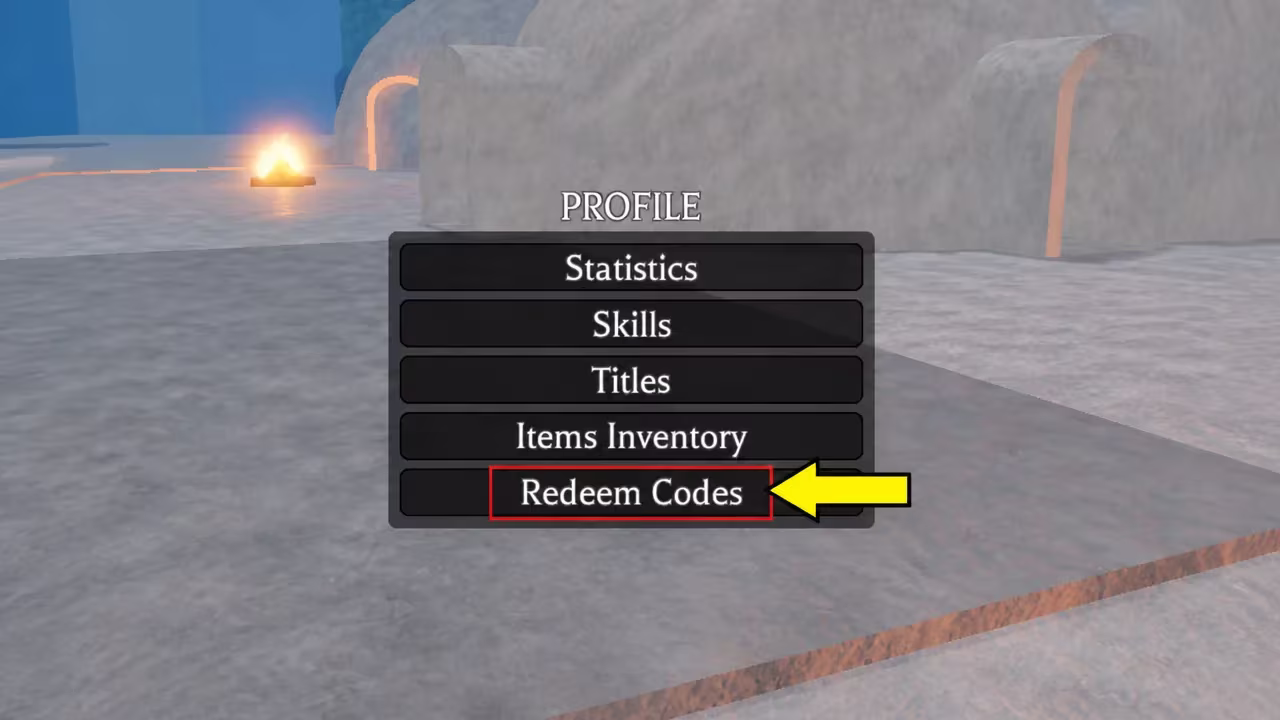 Codes Redemption Menu from Elementalism Roblox Experience
