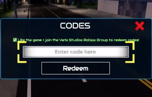 Codes menu with the Enter code here field selected before redeeming a reward