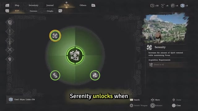 Serenity's requirements panel