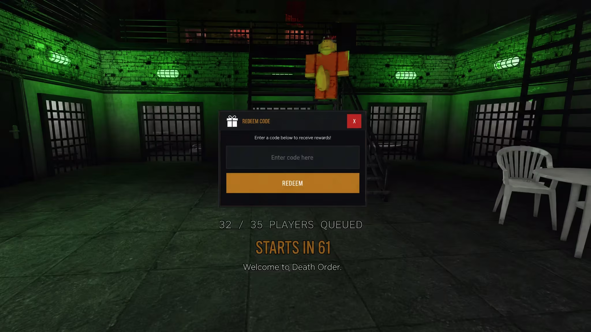 Redeeming Death Order Simon Says codes on Roblox