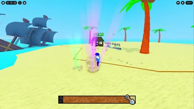 Pick up the titanium shovel on the island