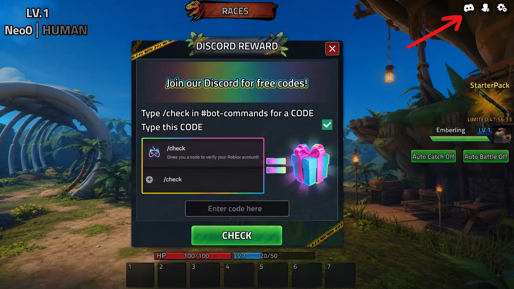How to redeem a code in Dino Hunters