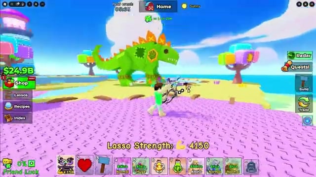 Grab Patchasaurus when it appears near Musicbox Manatee