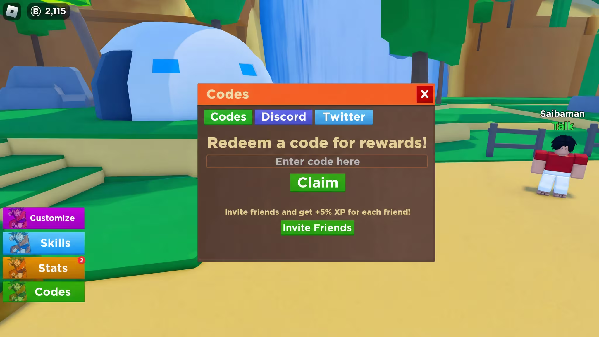 Dragon Soul codes menu screen