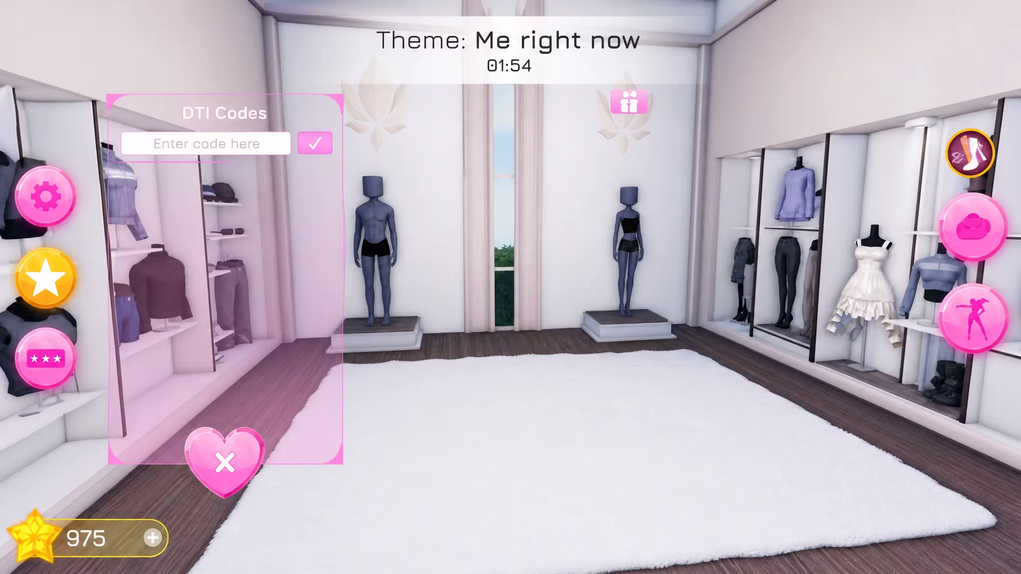 The Dress to Impress codes redeem screen
