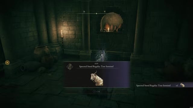 The Tree Sentinel attire drops from a chest tucked into the right side of Stormveil Castle's throne room.