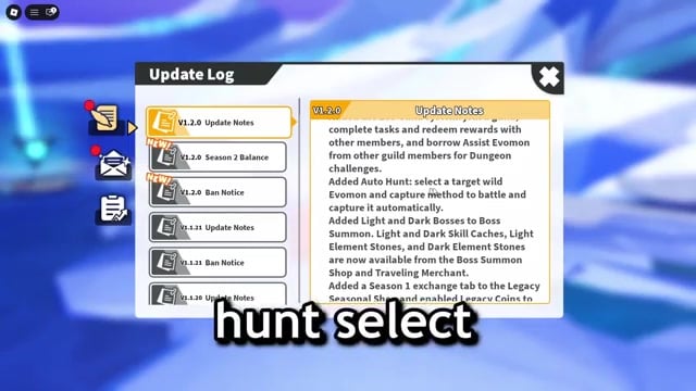 Open Auto Hunt and pick a target