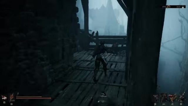 Lower the wooden bridge