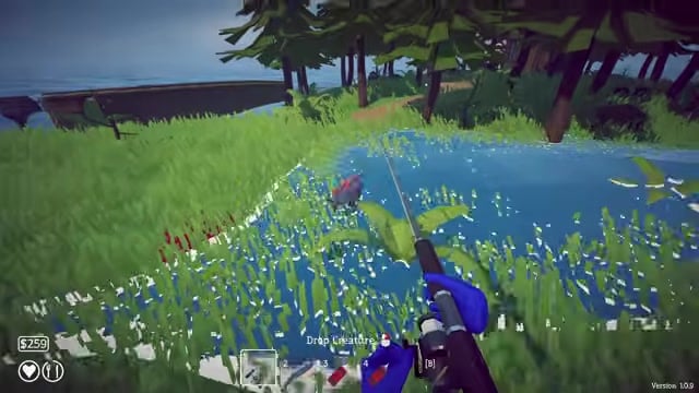 Drop the catch in the pond behind you