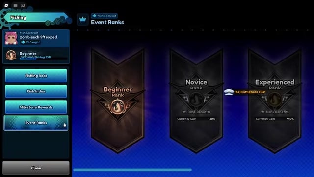 Open the Fishing menu