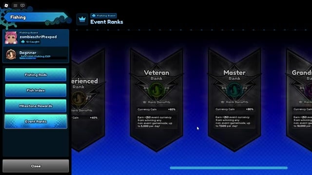 Review the Event Ranks tab
