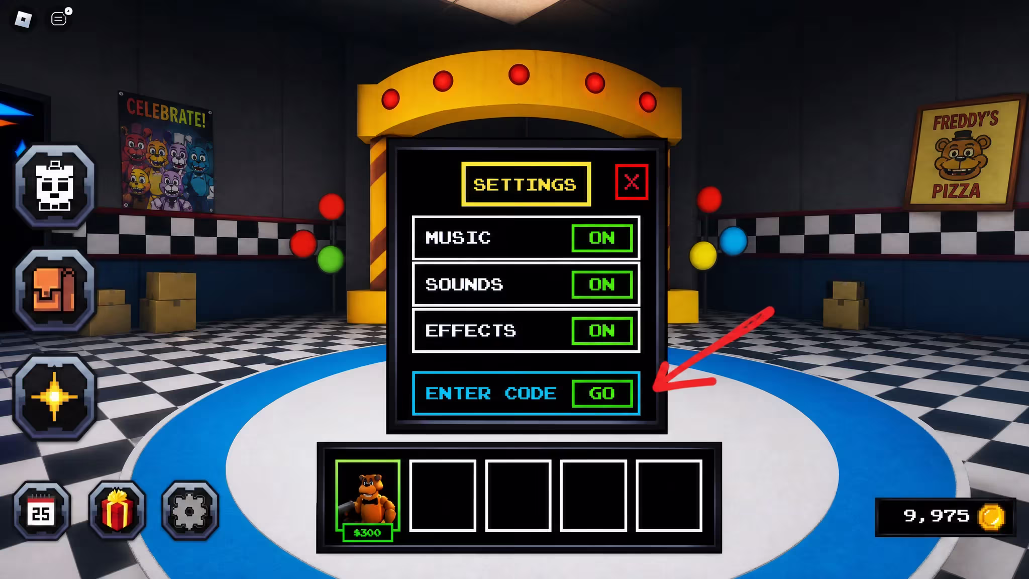 How to redeem codes in Five Nights TD
