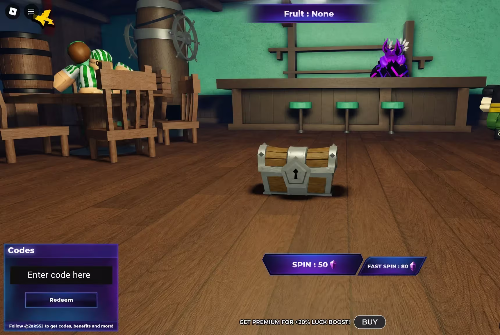 The Fruit Battlegrounds code redemption screen