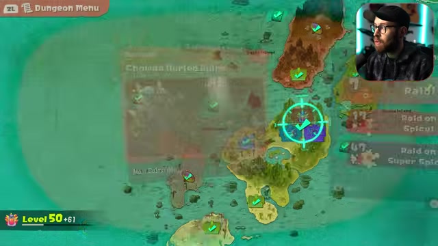 Dungeon level menu shows triple treasure chest icons