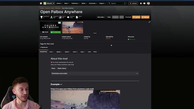 Mod list highlights Open Palbox Anywhere on screen