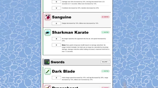Sword balance section highlights Dark Blade Z ability changes