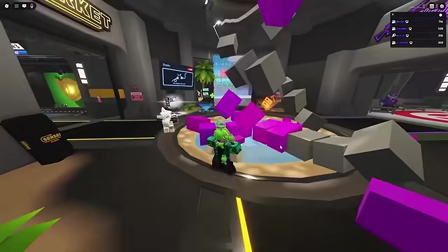 Players crowd around a chaotic zombie tower lobby
