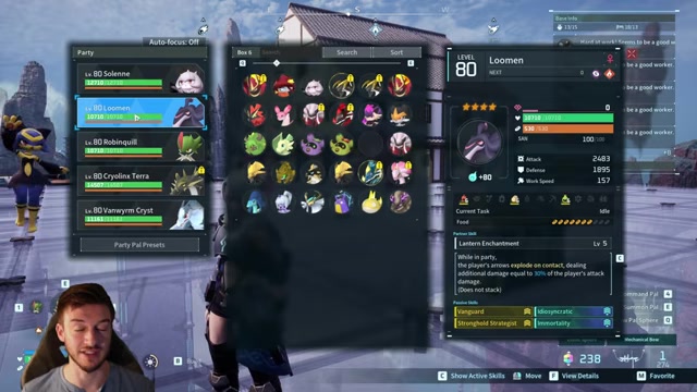 Electric damage support pals are shown in the party lineup