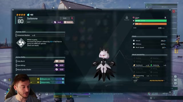 Passive skills and party pals appear on the build menu