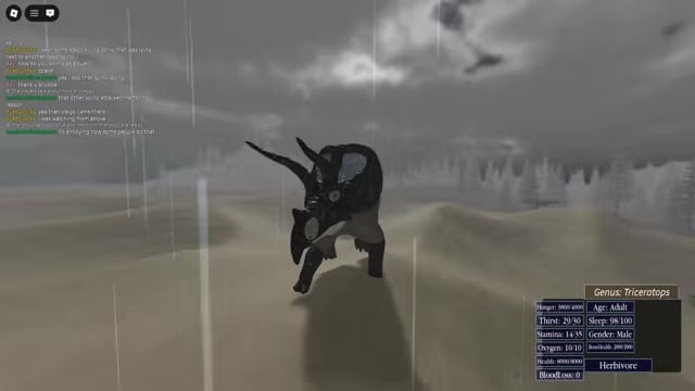 Dinosaur pants while its stamina bar drains low