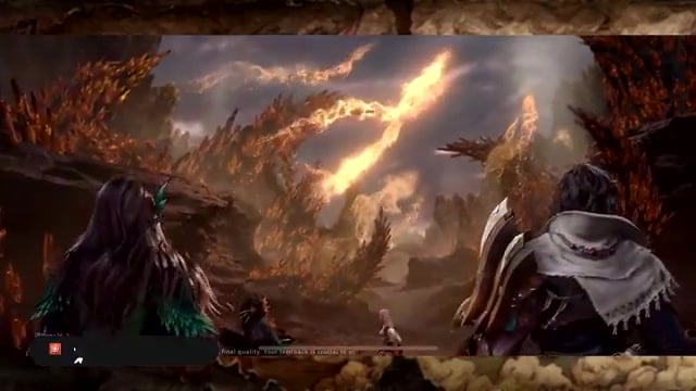 Elder dragon's face and form loom, glowing ominously.