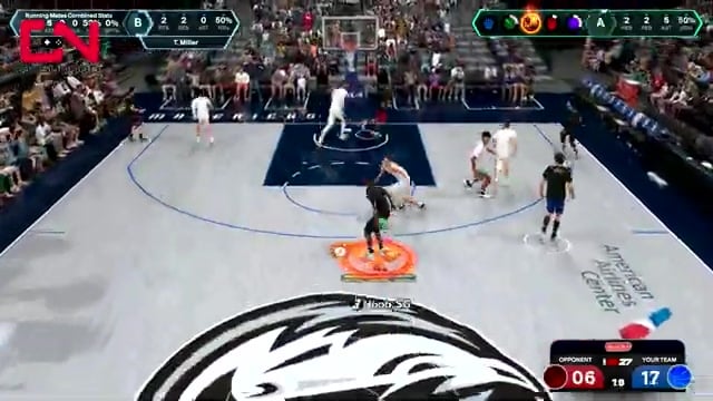 Player quickly taps square/X to force teammate's shot