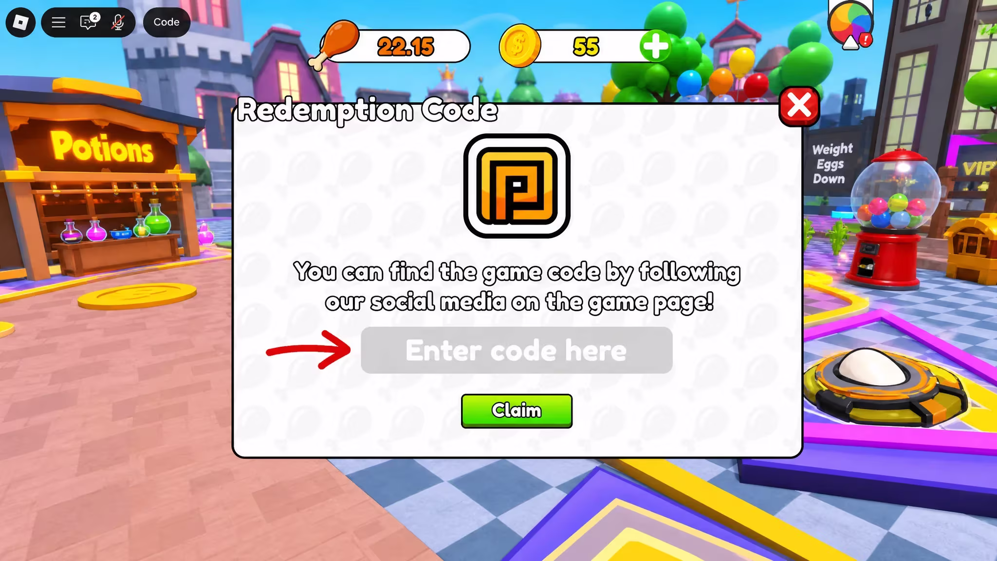 How to Redeem Codes in Get Fat to Break Tape