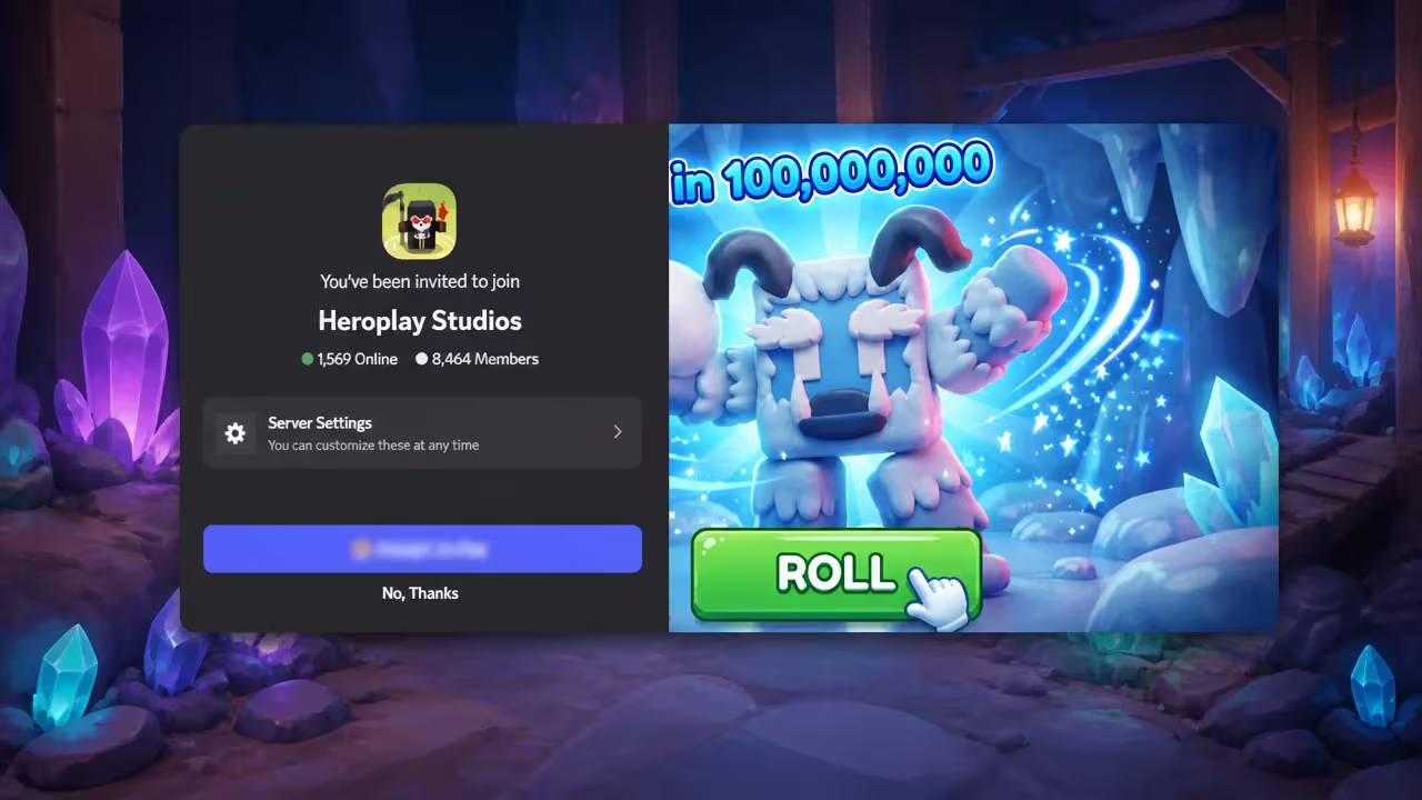 Discord invite dialog for joining the Heroplay Studios server