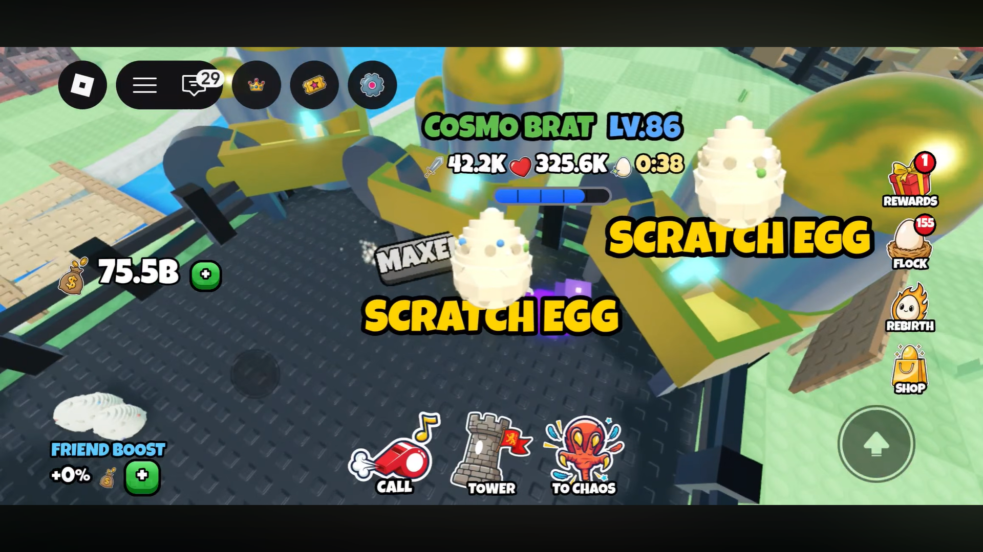 AFK farm Cursed Eggs in Grow a Chicken Fighter Roblox / YouTube - OverGrid