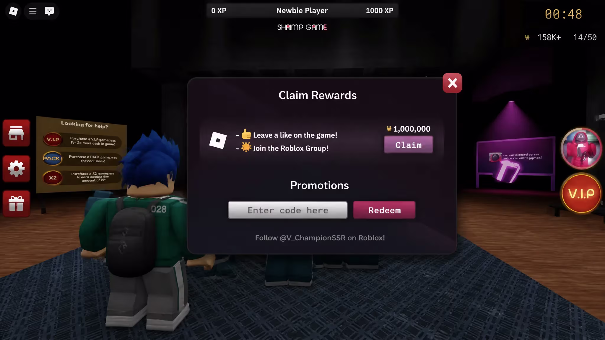 redeeming roblox shrimp game codes