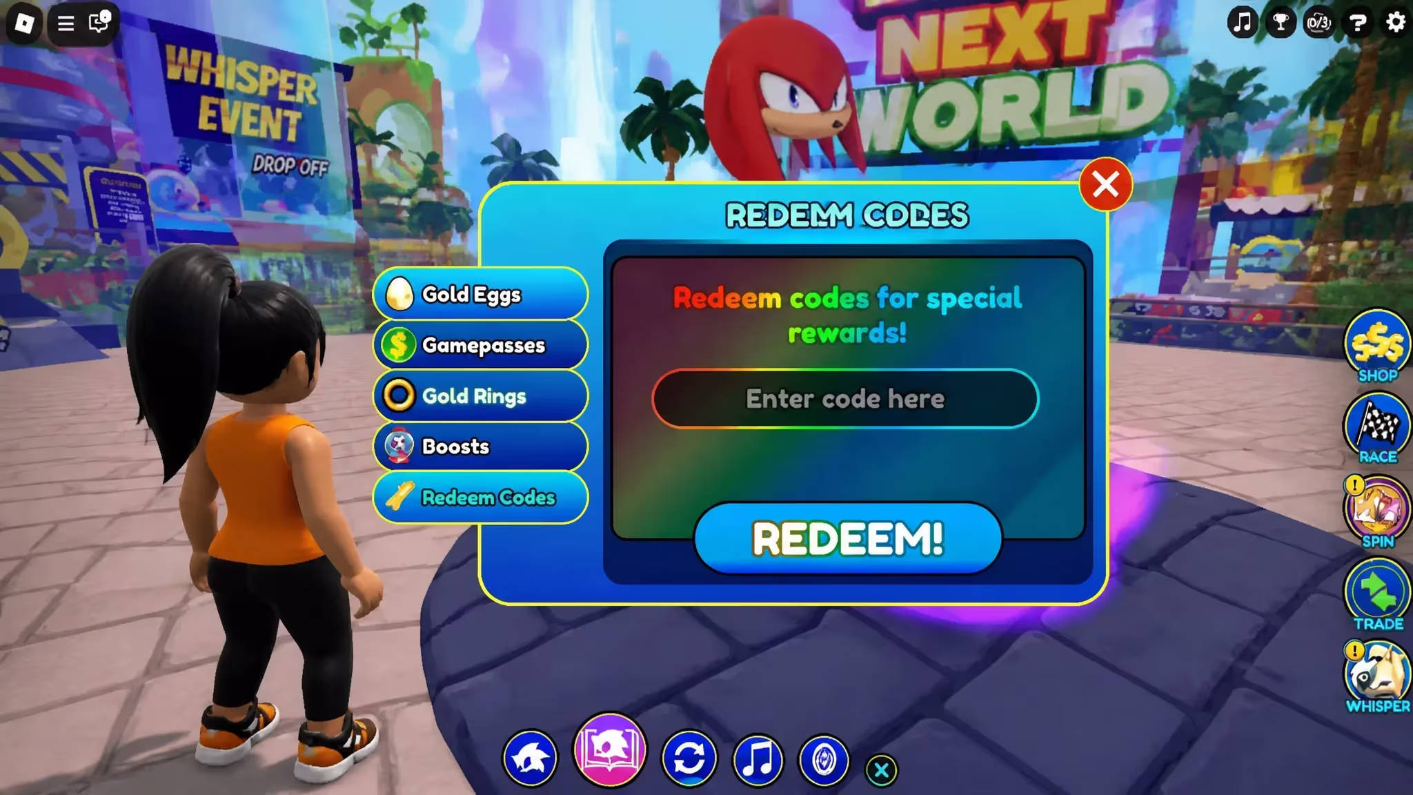 redeem roblox sonic speed simulator codes