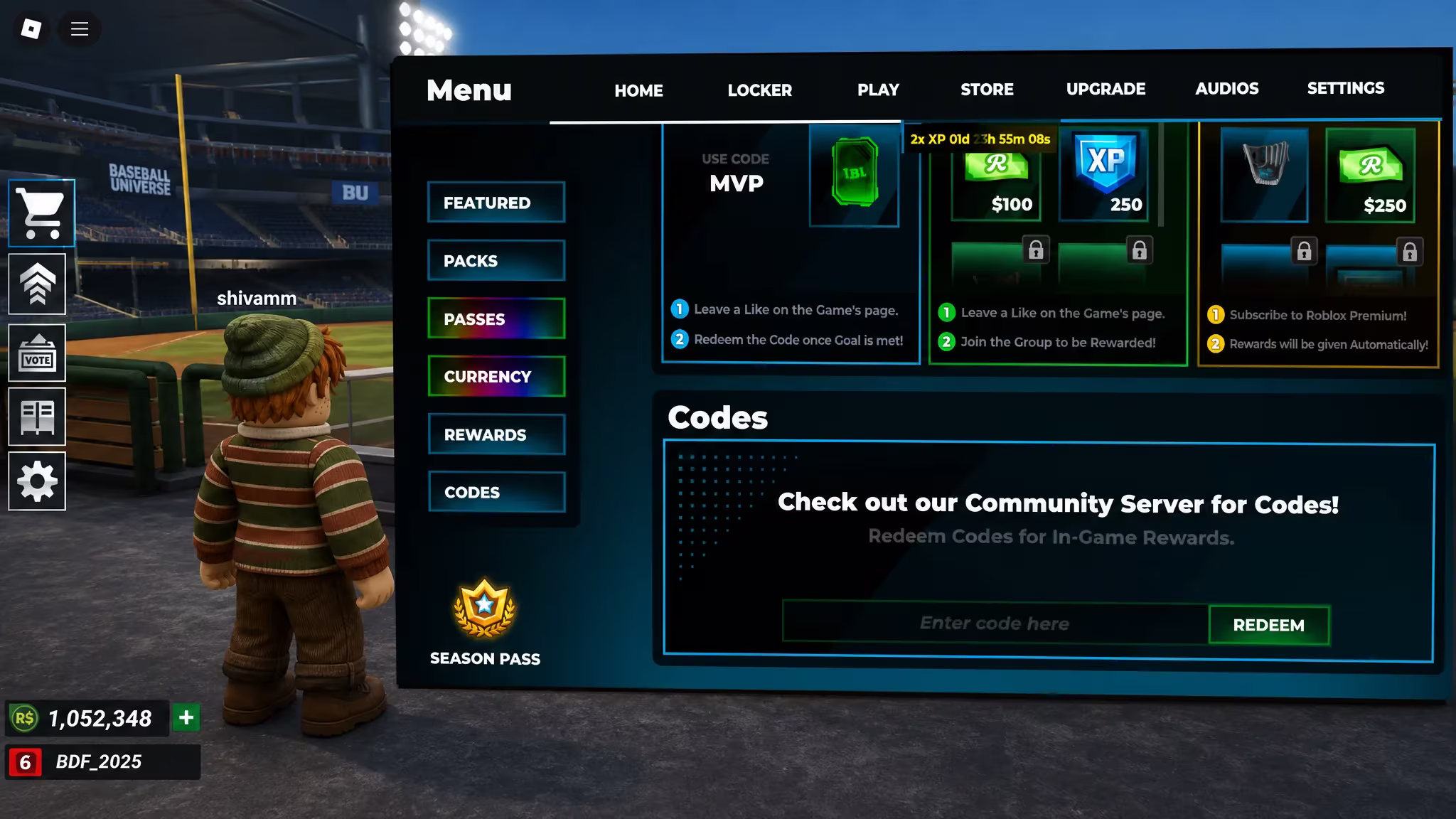 Baseball Universe Codes Code Redemption System