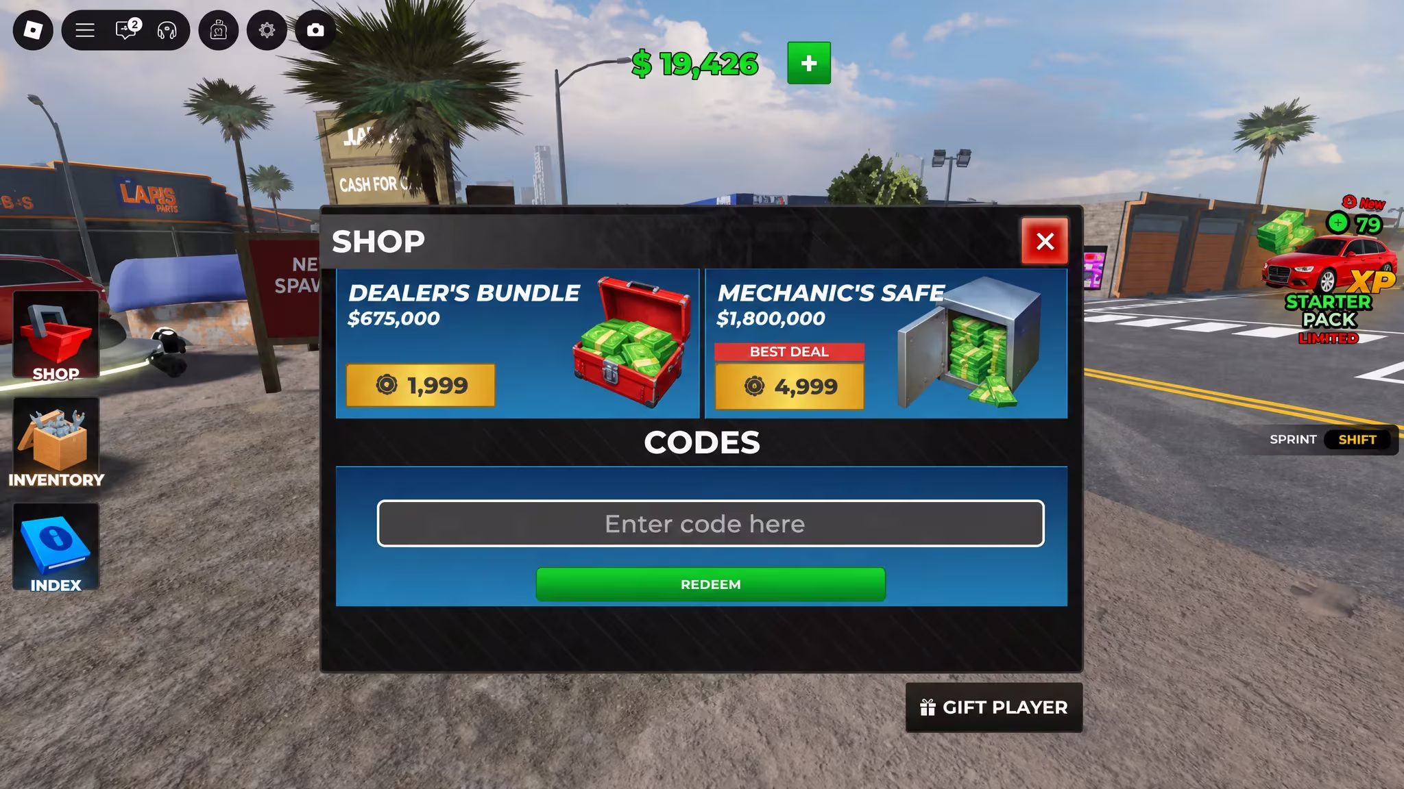 Redeeming Junk Mechanics codes on Roblox