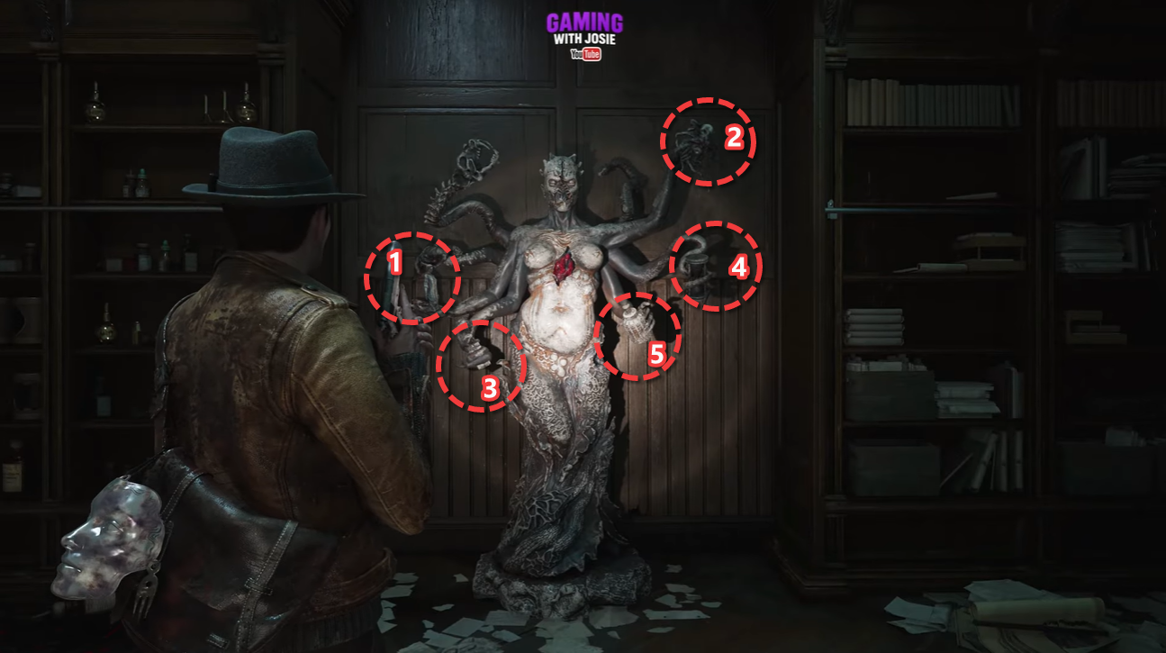 Red idol statue puzzle solution in The Sinking City 2