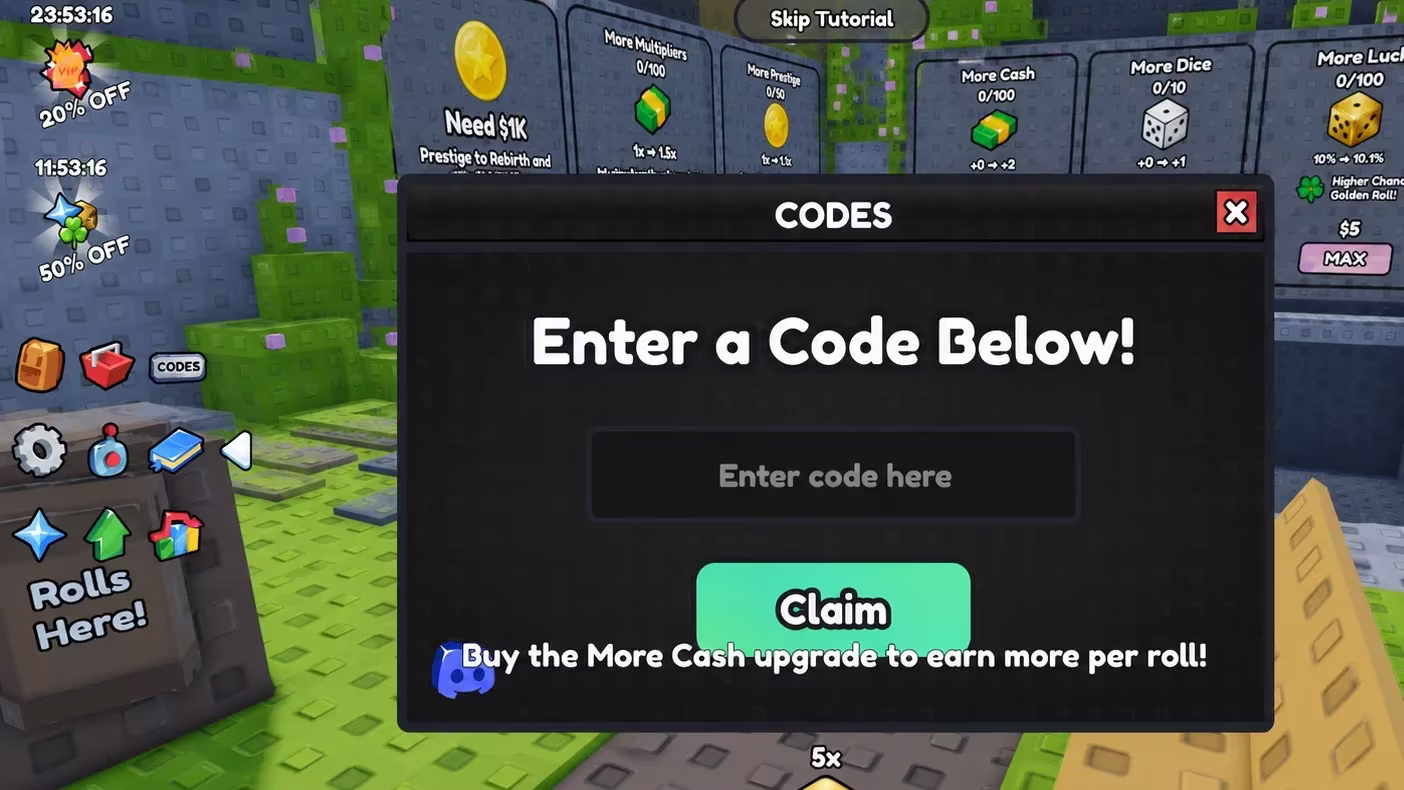 Luck Incremental the codes tab