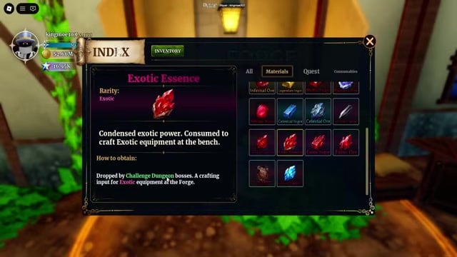 Craft the Exotic armor set
