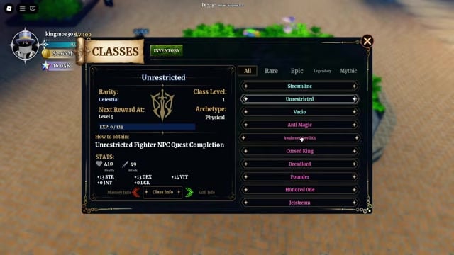 Check the class archetype