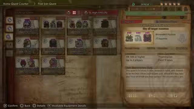 Pick a hunt and load the preset gear