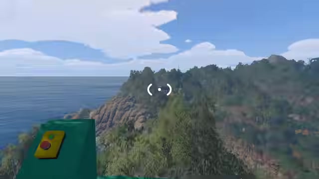 Head toward the blue lighthouse or tower