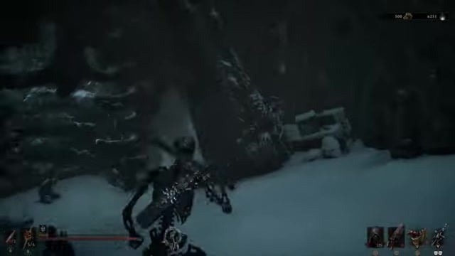 Walk up to the icy hand statues