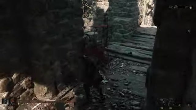 Find the entrance by the broken bridge