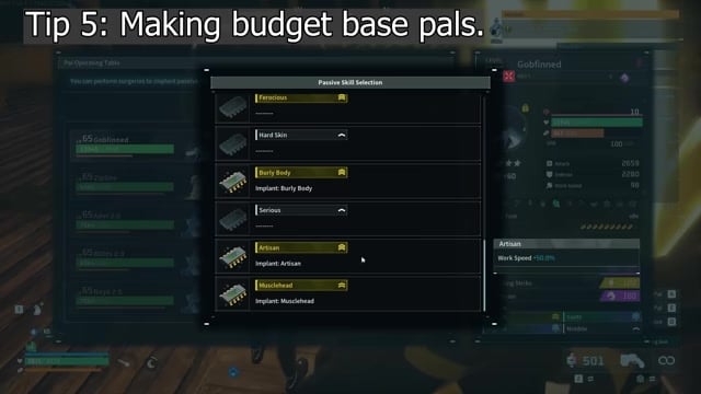 Select the target Pal at the table
