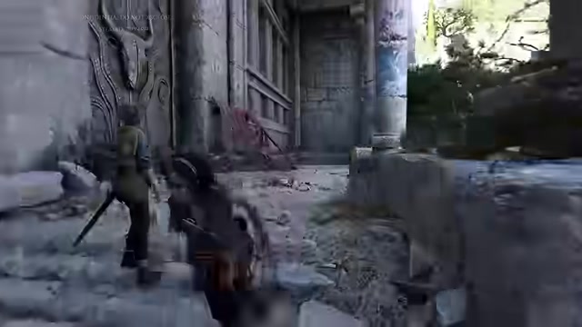 Cross the bridge and drop down