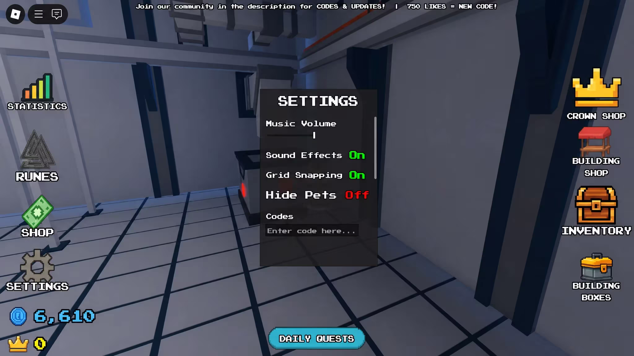 QUANTIFY code redemption box with the Enter key highlighted to submit a reward