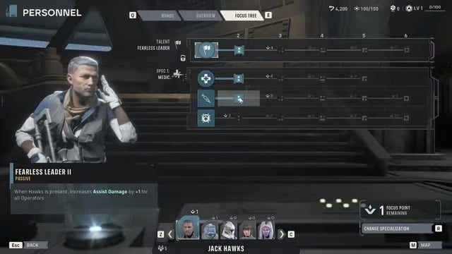 Open the operator's Focus Tree in Personnel