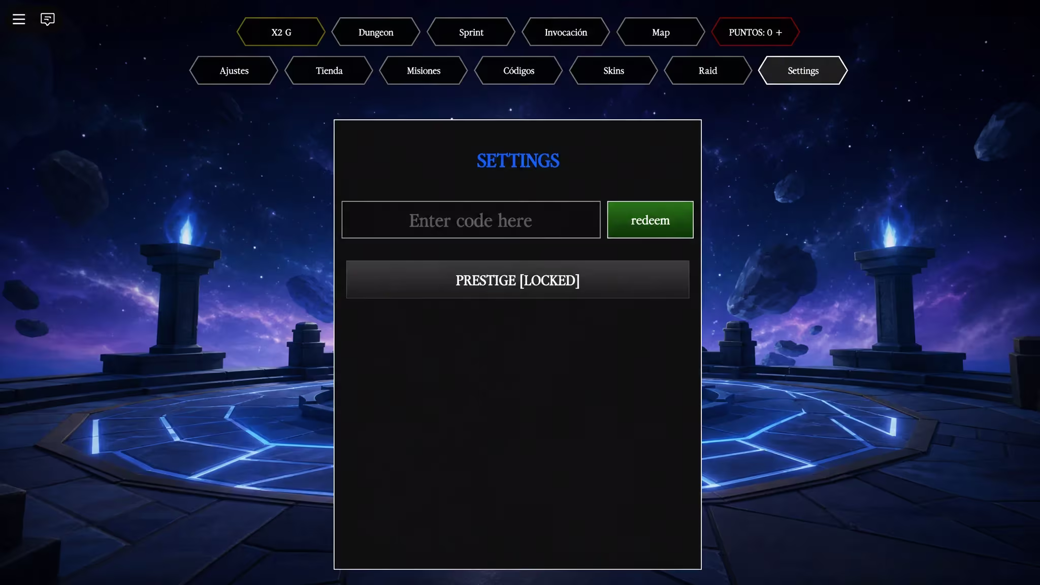 Tensura Incremental codes: A screenshot of the codes box with a code entered in the slot