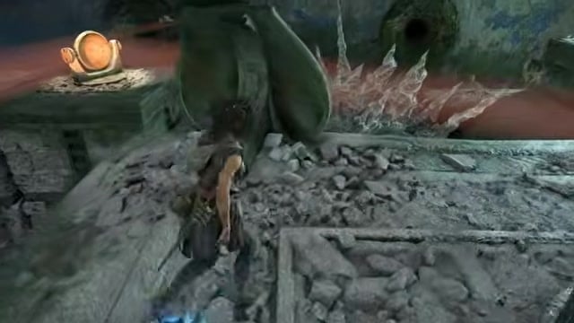 Send the blue beam behind the boulder